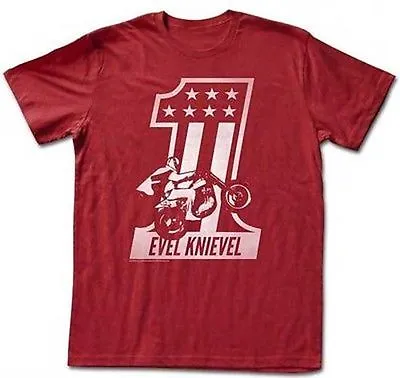 Buy Authentic Evel Knievel Red Number One Motorcycle Rider T Tee Shirt S M L Xl 2Xl • 33.49£