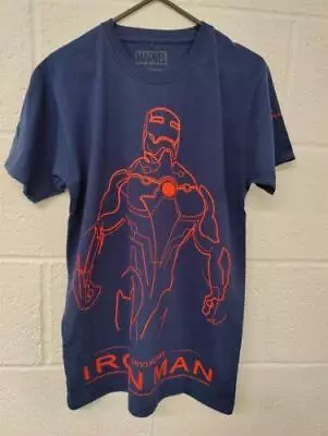 Buy Official Marvel The Invincible Iron Man Navy T-Shirt, Size Large • 9.99£