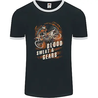 Buy Blood Sweat And Gears Motocross Dirt Bike Mens Ringer T-Shirt FotL • 11.99£