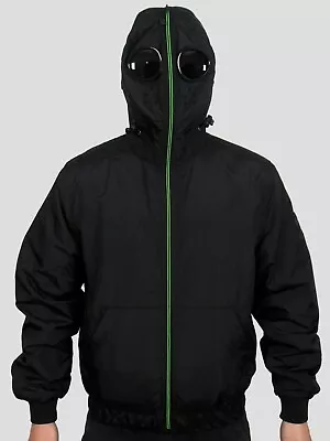 Buy Mens Goggle Jackets Location KillJoy Hooded Black Bomber Zipper Coat Streetwear • 20£