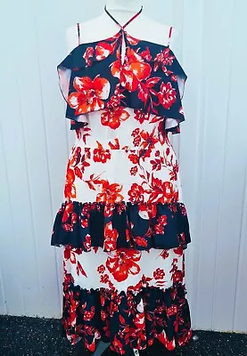 Buy Debenhams Floral Tiered Gypsy Style Sleeveless Midi Summer Dress Size 20 • 9.99£