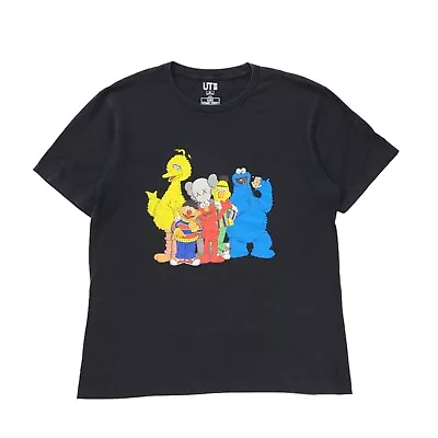 Buy Kaws Uniqlo Sesame Street Graphic T-Shirt Black Women's UK Size XL • 10£
