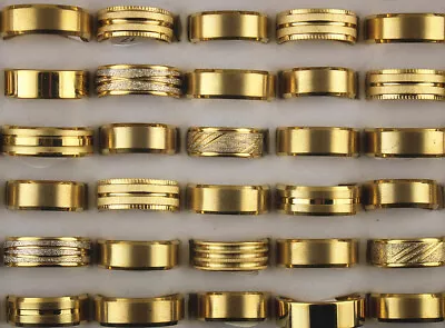 Buy 60pcs Wholesale Lots Men's Jewellery Cool Gifts Gold P Stainless Steel Rings • 4.77£