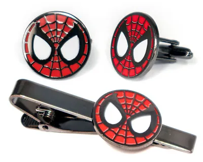 Buy Avengers Spiderman Tie Clip, Comic Venom Cuff Links Wedding Jewelry Present Gift • 19.23£