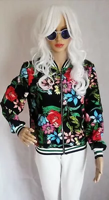 Buy Ladies Black Floral Print Jacket, Size Medium. • 14£