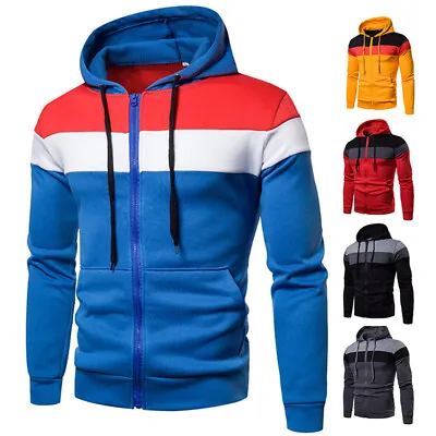 Buy Mens Plain Zip Up Fleece Sweatshirt Hoodie Zipper Hooded Sports Jumper Top • 7.19£