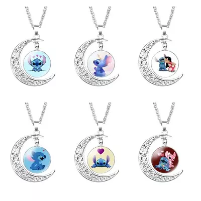 Buy Lilo Stitch Heart Pendant Charm Necklace Cute Disney Cartoon Character Jewelry • 5.93£