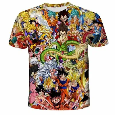 Buy Vintage Casual Mens DBZ Family Son Goku Vegeta Short Sleeve T-shirt Adult S-6XL • 15.59£