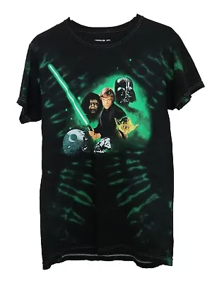Buy Star Wars Return Of The Jedi Black And Green Tie Dye Wash T-Shirt Size Small • 13.70£