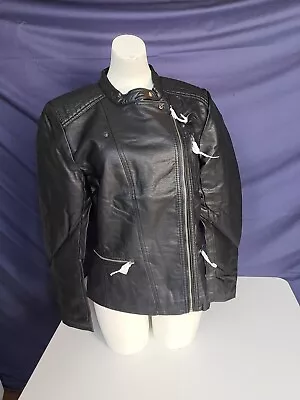 Buy RRP £42 UK Size 14 (EU42/US10) Only Faux Leather Biker Black Jacket • 12.50£