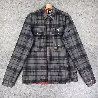 Buy G Star Jacket Men XL Grey Flannel Check Shacket Lumberjack Flight Deck Overshirt • 22.99£