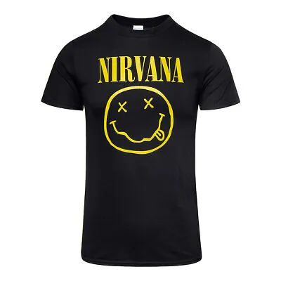 Buy Official Nirvana Smiley Face T Shirt (Black) • 19.99£