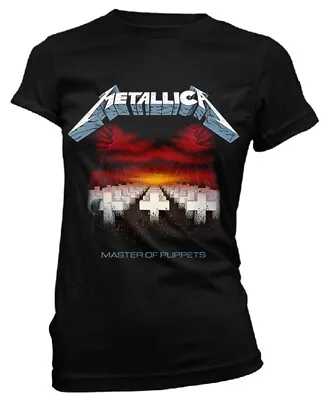 Buy Metallica Master Of Puppets Tracks Black Womens Fitted T-Shirt • 17.69£
