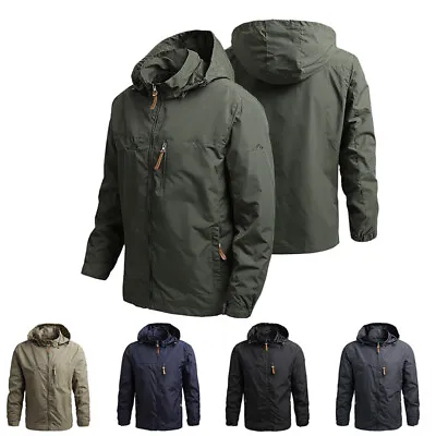 Buy Men Outdoor Waterproof Tactical Jacket Windbreaker Breathable Hooded Coat M-5XL • 22.79£