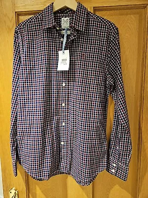 Buy Crew Clothing Mens Small Shirt Harleston Flannel In Navy Burgandy And Grey BNWT • 19.99£