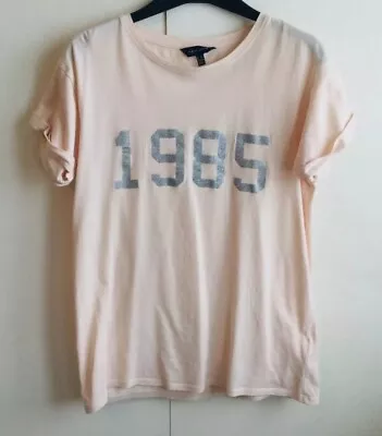 Buy New Look Cream  1985  Glitter Short Sleeve T Shirt - Size 10 • 7£