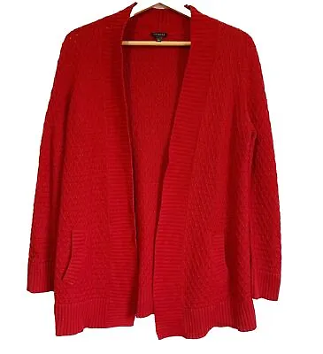 Buy Talbots Lambswool Blend Waffle Knit Thick Cardigan  SZ Large Open Casual Office • 36.19£