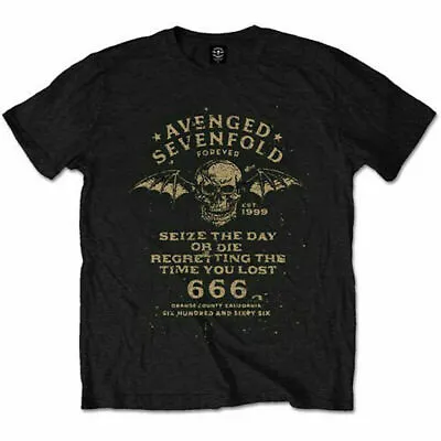 Buy Official Avenged Sevenfold Seize The Day Mens Black T Shirt  A7 Classic Tee • 14.95£