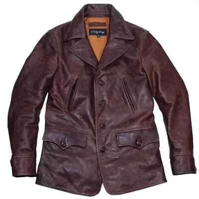 Buy Vintage Men's Real Leather Jacket Winter Autumn Coat Casual Outwear Plus Size • 464.76£