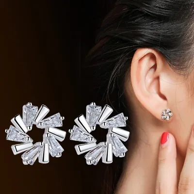Buy 925 Sterling Silver CZ Flower Cluster Stud Earrings Women Girl Jewellery Gift UK • 3.36£