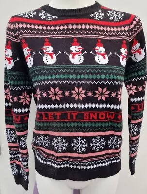 Buy New Look Christmas Jumper Black Red Size M. /C17/ • 14£