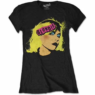 Buy Official Blondie Punk Logo Ladies Black T Shirt Debbie Harry Skinny Fit Tee • 12.71£