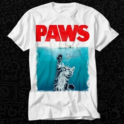 Buy Paws Kitten Jaws Cute Cat Movie Parody Fun T Shirt 119 • 6.85£