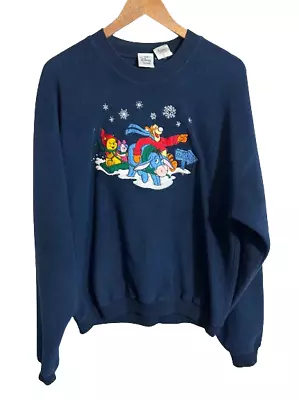 Buy VTG 90s Winnie The Pooh Nordic Sweater S Disney Store Christmas Embroidered • 28.94£