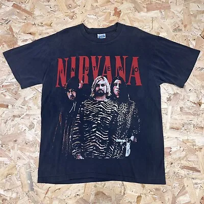 Buy Nirvana Band Single Stitch T Shirt Mens XL Black • 39.95£
