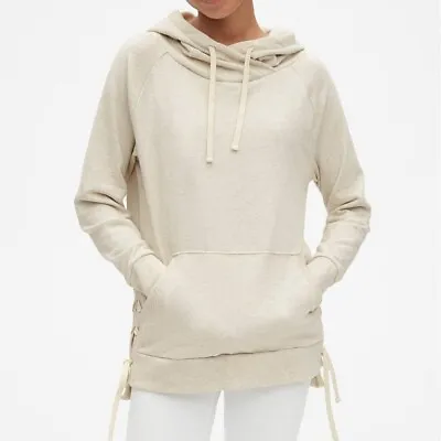 Buy GAP Hoodie Cotton OTH Lace Up Detail, Ivory Heather, M (Tall) UK 12-14 • 24.90£