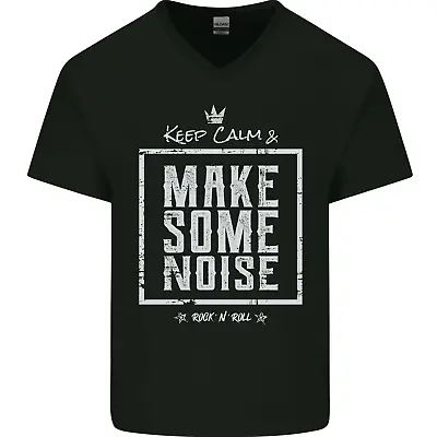 Buy Rock N Roll Keep Calm & Make Some Noise Mens V-Neck Cotton T-Shirt • 8.99£