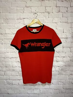 Buy Wrangler Men’s T Shirt Striped Spellout Streetwear Style Top Size Small Cotton • 14.99£