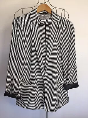 Buy M&S Woman Ladies Jacket, Size 12, Black & White Striped, Lightweight Vgc • 9.99£
