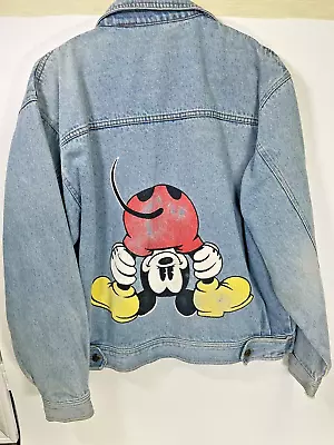 Buy Disney Mickey Mouse Denim Jacket Large Vintage Distressed • 23.68£