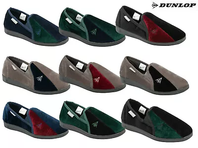 Buy Mens Dunlop Full Slippers Velour Two-Tone Twin Gusset Comfy Warm Size UK 6-13  • 15.99£