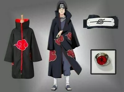 Buy Akatsuki Uchiha Itachi Cloak Anime Cosplay Costume Ninja NARUTO Unisex Halloween • 25.79£