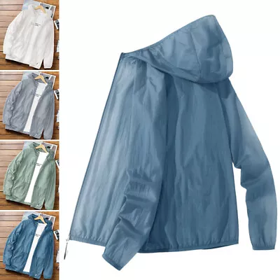 Buy Men's UPF 50+ Hooded Coat Anti UV Ultra-thin Sun Protection Ice Silk Jacket D • 9.54£