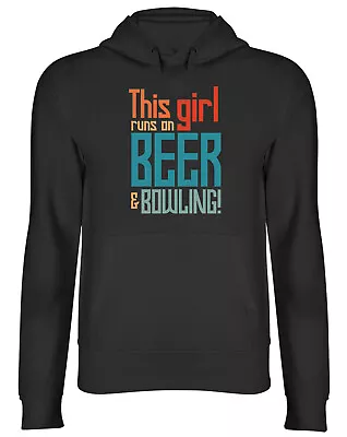 Buy Beer Bowling Hoodie Mens Womens This Girl Runs On Beer & Bowling Funny Top Gift • 17.99£