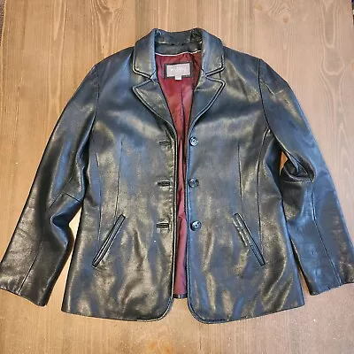 Buy Vintage Wilsons Leather Womens Black Leather Jacket Size Large With Red Interior • 28.34£