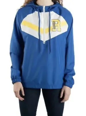 Buy Riverdale Women Sz Large Blue Varsity Windbreaker Jacket Pullover Hoodie NWT • 23.62£