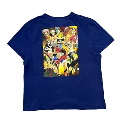 Buy ONE PIECE Anime Manga TV Show Character Spellout Graphic T-Shirt Large Blue • 12£