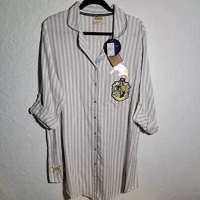 Buy Harry Potter Hufflepuff Sleepshirt UK Primark Gray White Pajamas Hogwarts Cotton • 28.50£