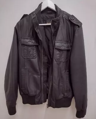 Buy BEN SHERMAN Men's Real Leather Dark Brown Biker Jacket Small  • 27.48£