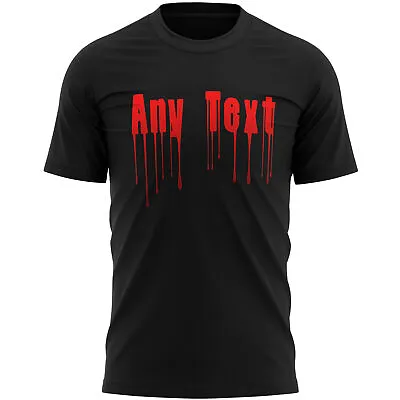 Buy Mens Personalised Blood Text T Shirt Shirt Fancy Dress Halloween Him All Sain... • 14.99£