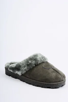 Buy Ladies Memory Foam Faux Suede Fluffy Fur Trim Lined Slip On Mule Slippers • 12.99£
