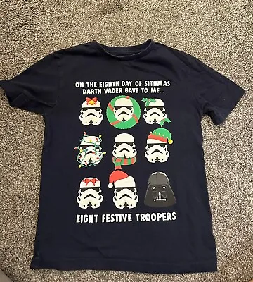 Buy Next Boys Darth Vader Navy Blue Christmas T-shirt Age 7 Years • 1.99£
