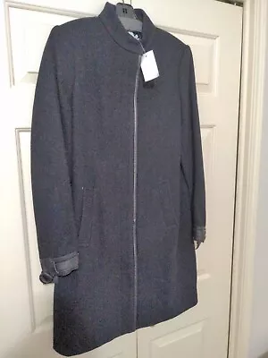 Buy Vince Coat Wool Blend Leather Size 6 Black Jacket NWT • 141.75£