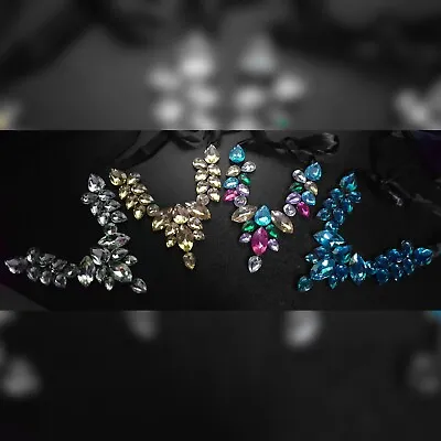Buy Crystal Necklace - 4 Colours - Rhinestone Choker Vintage Jewellery Statement • 3.99£