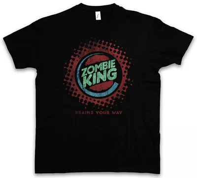 Buy ZOMBIE KING T-SHIRT Fun Zombie Splatter Gore Blood Halloween Brains Burger • 21.54£