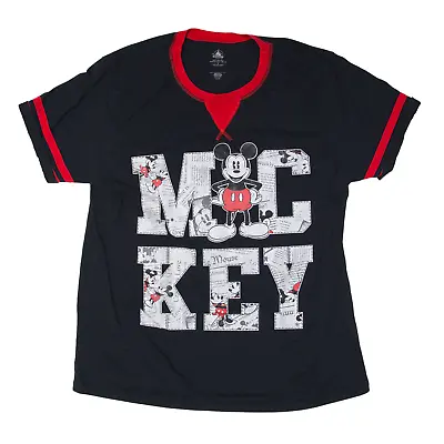 Buy DISNEY Mickey Mouse T-Shirt Black Short Sleeve Mens L • 8.98£